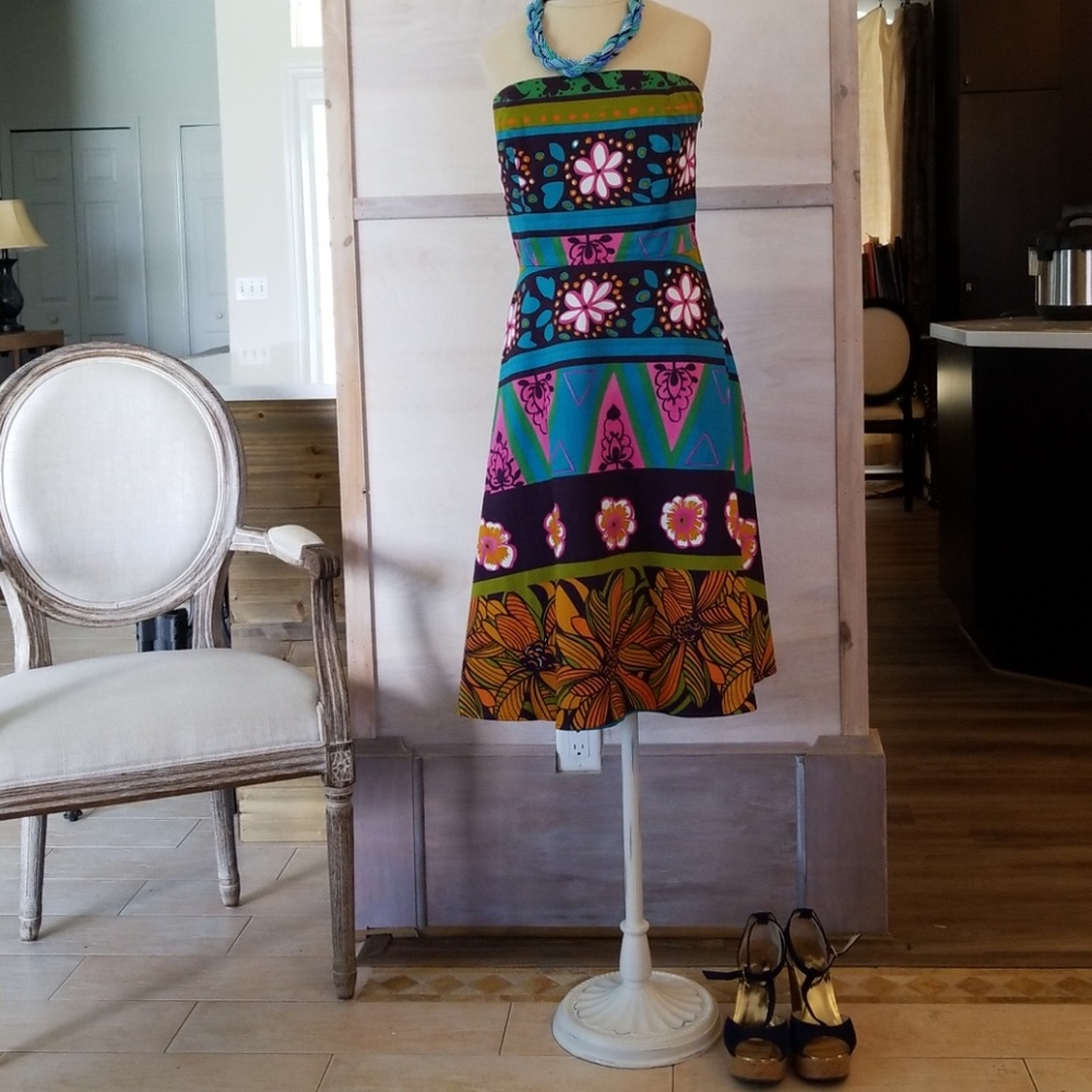 tropical , colorful cocktail dress
